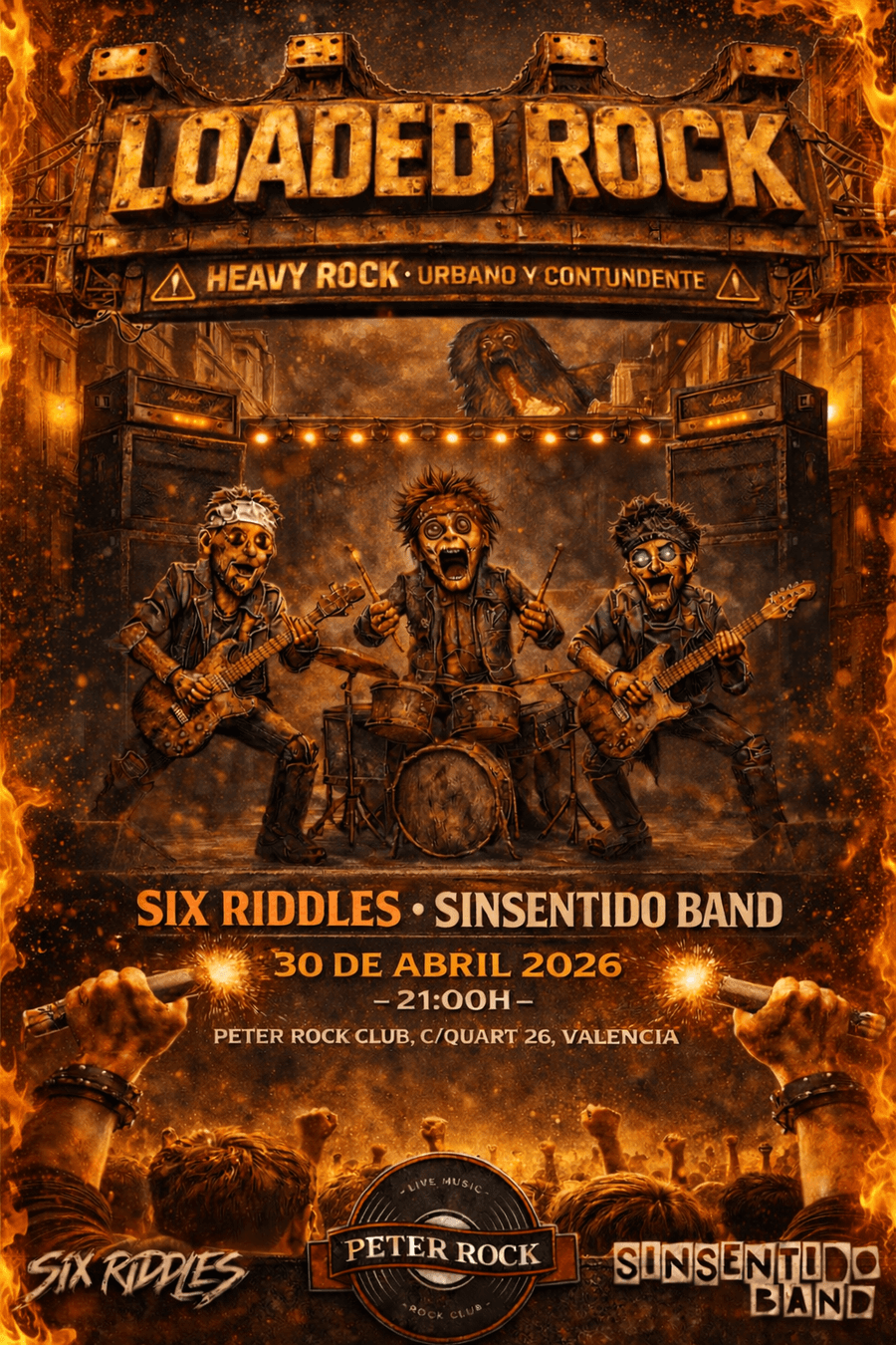 LOADED ROCK: SIX RIDDLES + SINSENTIDO BAND